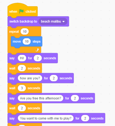Programming in Scratch using blocks